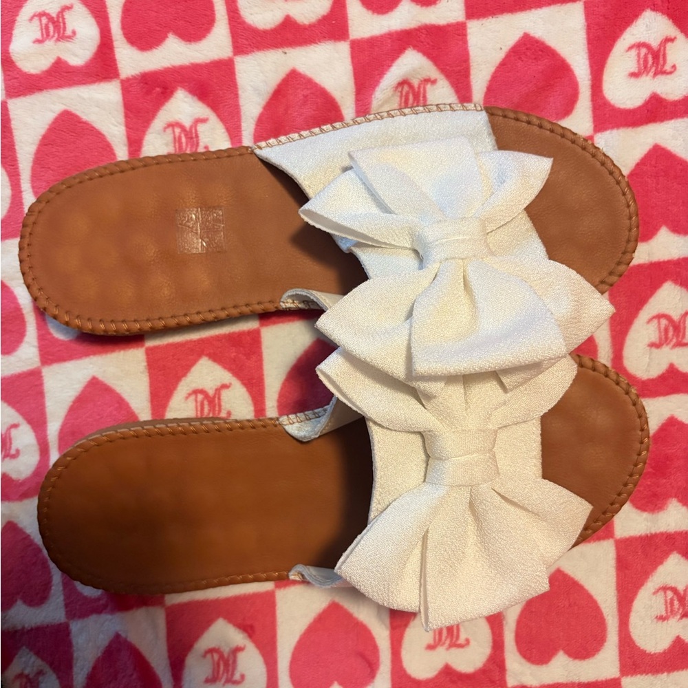 White Bow Sandals
